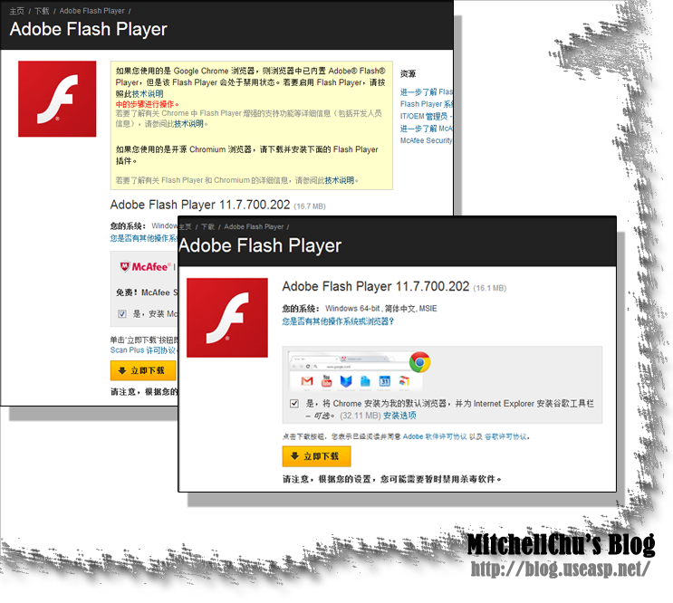 不同浏览器获取的FlashPlayer版本不同