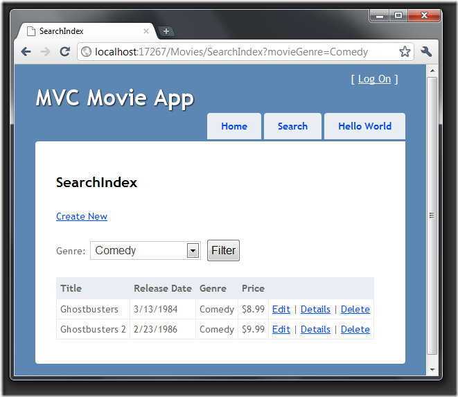 ASP.NET MVC3 教程：通过URL查询字串来搜索