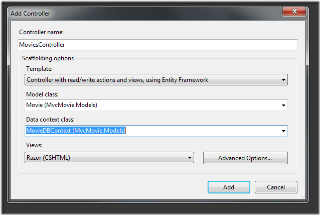 ASP.NET MVC3 添加控制器类