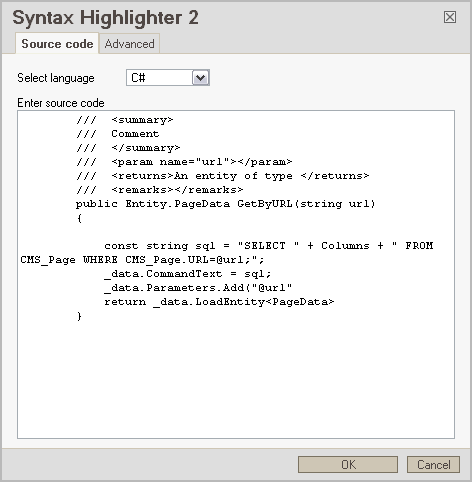 Syntax Highlighter plugin for fckeditor 2 